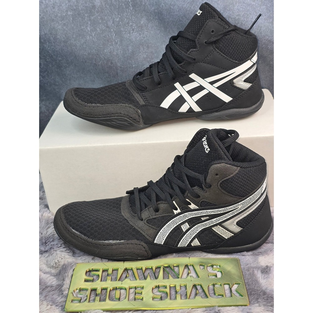 NWOT SZ 6Y Asics Snapdown 4 GS Black White Wrestling Shoes Kids